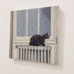 Pixel sur le radiateur - Raphael Renaud 30x30cm huile sur bois 2024_2